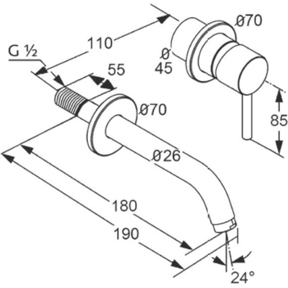 Смеситель для раковины настенный Kludi Bozz 180 мм 382445376, белый матовый - фото 2