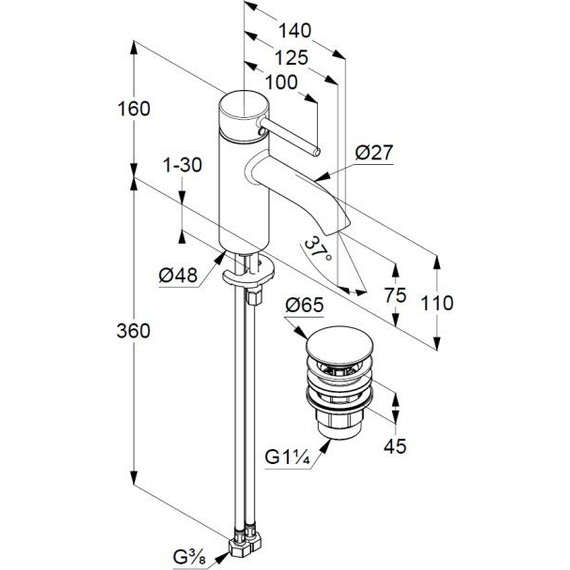Смеситель для раковины Kludi Bozz 382665376, белый матовый - фото 2