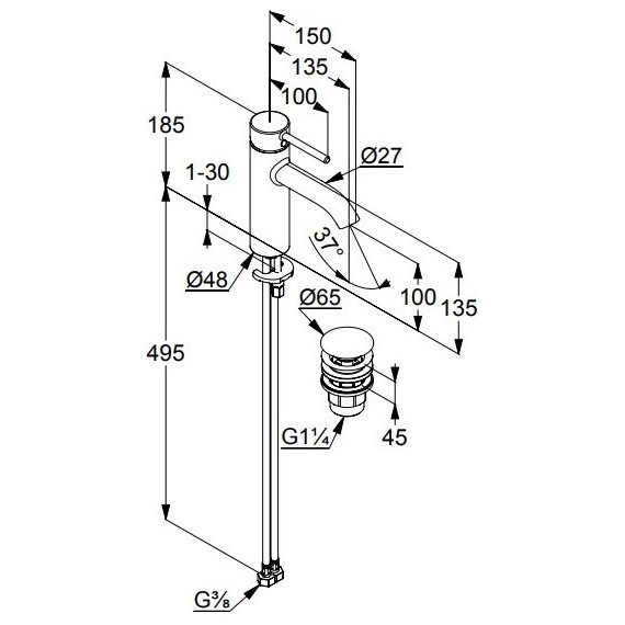 Смеситель для раковины Kludi Bozz 382885376, белый матовый - фото 2