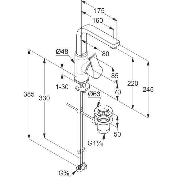Смеситель для раковины Kludi Zenta SL 480273965, черный матовый - фото 2