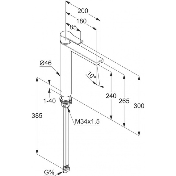 Смеситель для раковины высокий Kludi Zenta SL 482563965, черный матовый - фото 2
