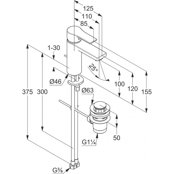 Смеситель для раковины Kludi Zenta SL 482903965, черный матовый - фото 2