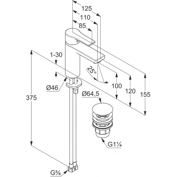 Смеситель для раковины Kludi Zenta SL 482983965, черный матовый - фото 2