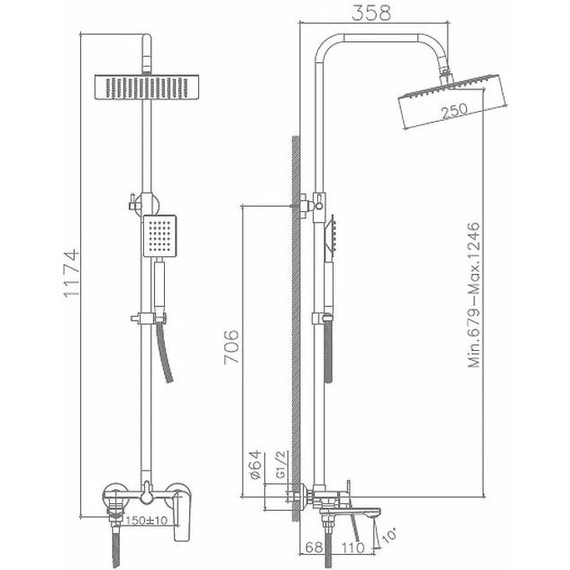 Душевая стойка Haiba HB24533-3, графит - фото 5