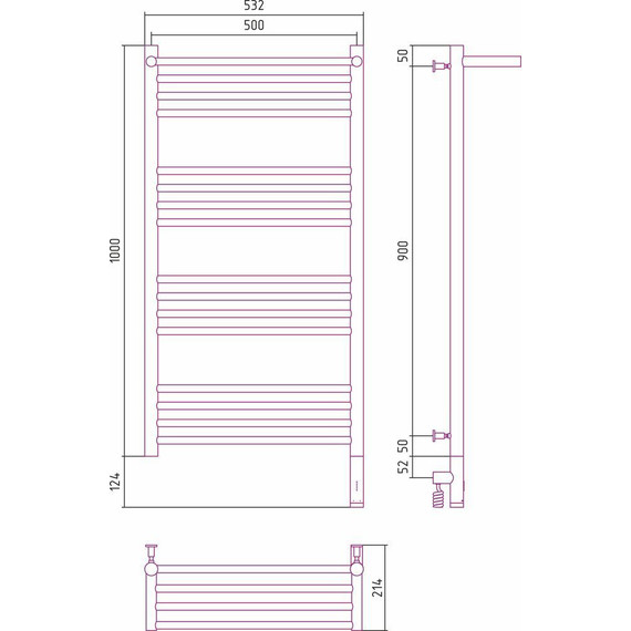 Полотенцесушитель электрический Сунержа Богема с полкой 3.0 П16 1000x500 мм (прямая перемычка) 31-5807-1050 R, чёрный матовый - фото, картинка 5 Полотенцесушитель электрический Сунержа Богема с полкой 3.0 П16 1000x500 мм (прямая перемычка) 31-5807-1050 R, чёрный матовый - фото 5