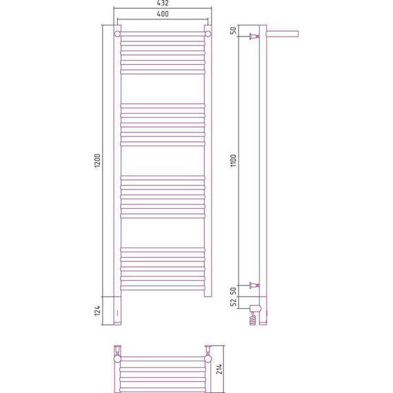 Полотенцесушитель электрический Сунержа Богема с полкой 3.0 П20 1200x400 мм (прямая перемычка) 12-5806-1240 L, белый - фото 5