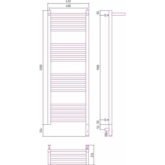 Полотенцесушитель электрический Сунержа Богема с полкой 3.0 П20 1200x400 мм (прямая перемычка) 12-5807-1240 R, белый - фото 5