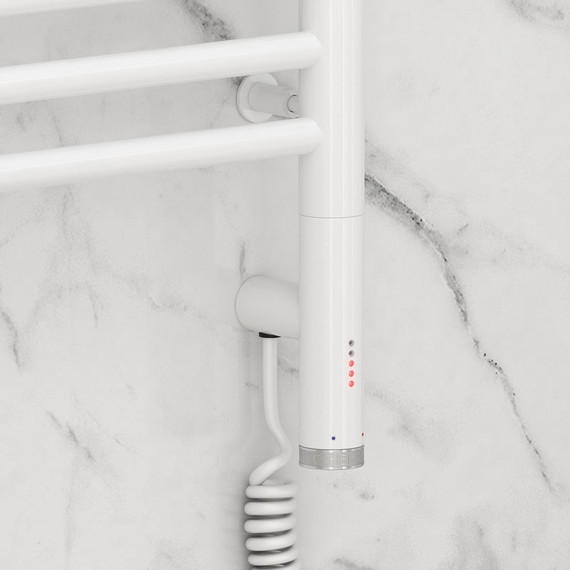 Полотенцесушитель электрический Сунержа Богема с полкой 3.0 П10 600x500 мм (прямая перемычка) 12-5807-6050 R, белый - фото 3