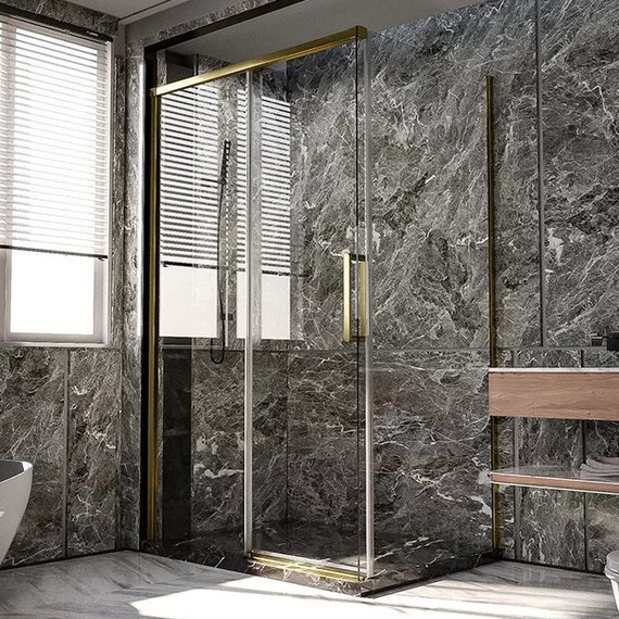 Душевое ограждение Veconi Premium Trento 140x80 см PTC40-SP-14080-G-01-C4 (стекло 8 мм), золото/прозрачное - фото 