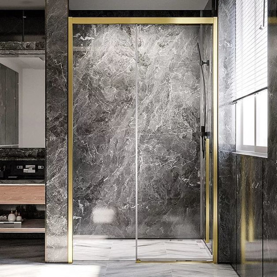 Душевая дверь Veconi Premium Trento 120 см PTD30-G-120-01-C4 (стекло 8 мм), золото/прозрачное - фото 