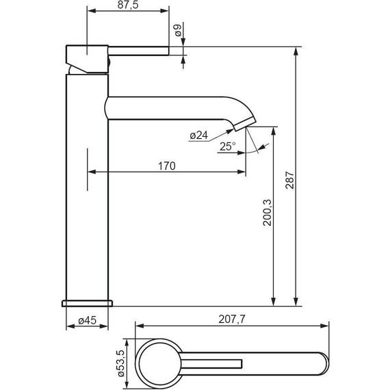 Смеситель для раковины высокий Damixa Scandinavian Pure 360250300, черный, Цвет производителя: чёрный - фото 4