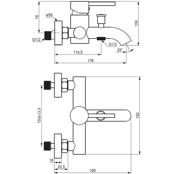Смеситель для ванны Damixa Scandinavian Pure 361000000, Цвет производителя: хром - фото 4