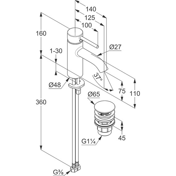 Смеситель для раковины Kludi Bozz 382663976, черный матовый - фото 3