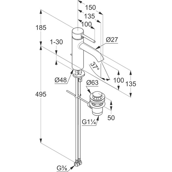 Смеситель для раковины Kludi Bozz 382800576 - фото 2
