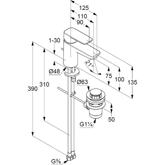 Смеситель для раковины Kludi Pure&Style 403820575 - фото 4