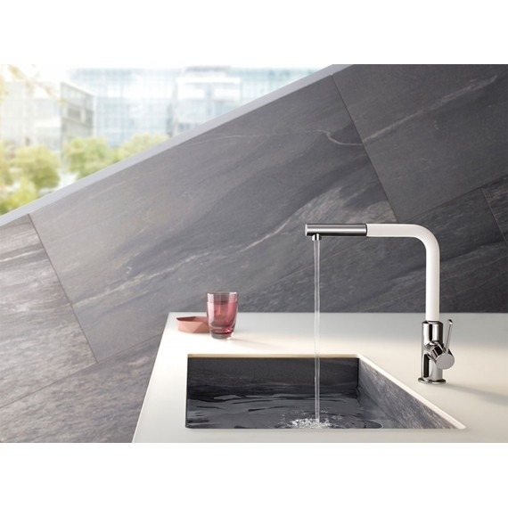 Смеситель для кухни Kludi L-Ine 408519375, белый матовый/хром - фото 3