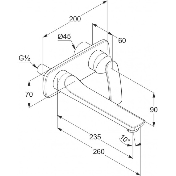 Смеситель для раковины настенный Kludi Balance 235 мм 522478775, черный матовый/хром - фото 2