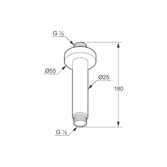 Кронштейн потолочный для верхнего душа Kludi A-QA 6651587-00, 150 мм, чёрный матовый/хром - фото 2