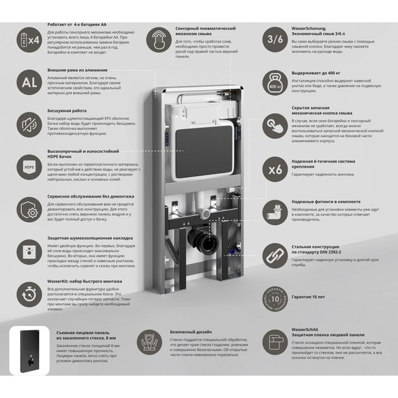 Инсталляция для унитаза WasserKraft Naab 86TLT.040.SE.BL - фото 5