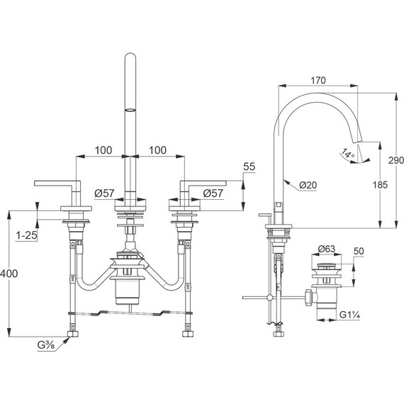 Смеситель для раковины Kludi Nova Fonte Puristic 201430515 - фото 6
