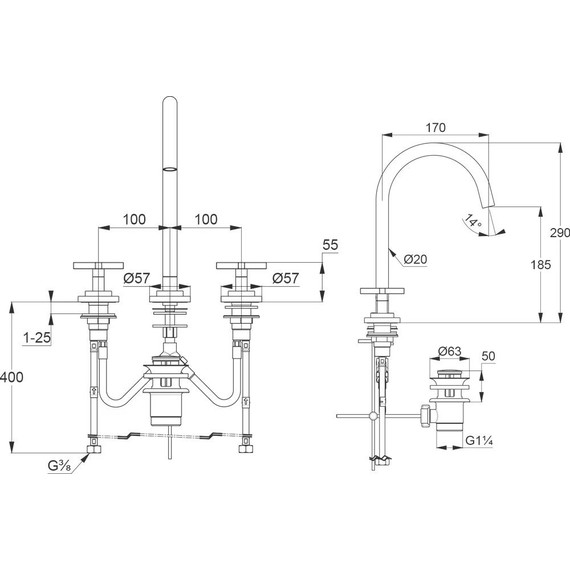 Смеситель для раковины Kludi Nova Fonte Classic 201430520 - фото 6