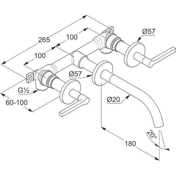 Смеситель для раковины настенный Kludi Nova Fonte Puristic 201440515 - фото 2