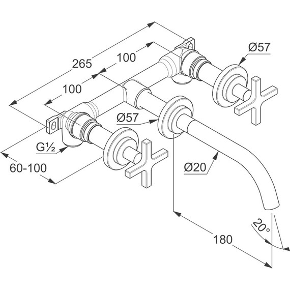Смеситель для раковины настенный Kludi Nova Fonte Classic 201440520 - фото 3
