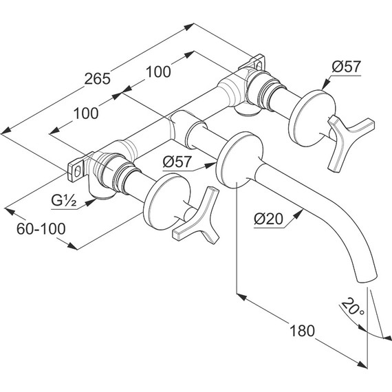 Смеситель для раковины настенный Kludi Nova Fonte Deco 201440539 - фото 2