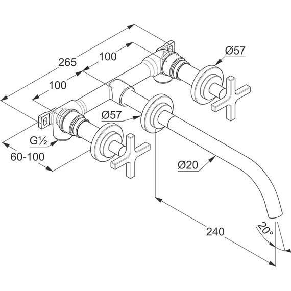 Смеситель для раковины настенный Kludi Nova Fonte Classic 201460520 - фото 2