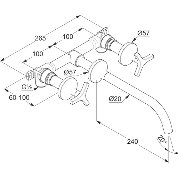 Смеситель для раковины настенный Kludi Nova Fonte Deco 201460539 - фото 3