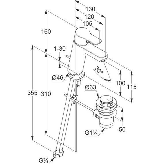 Смеситель для раковины Kludi Pure&Easy 371900565 - фото 5