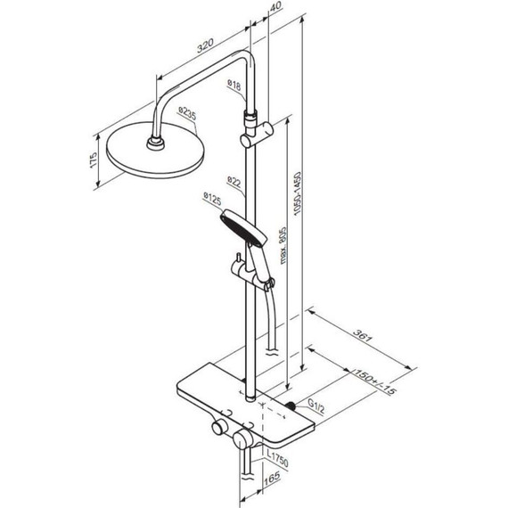Душевая стойка Damixa Apollo 947730300, черный - фото 7