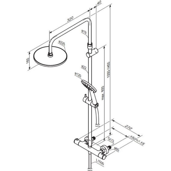 Душевая стойка с термостатом Damixa Jupiter 977800000 - фото 7