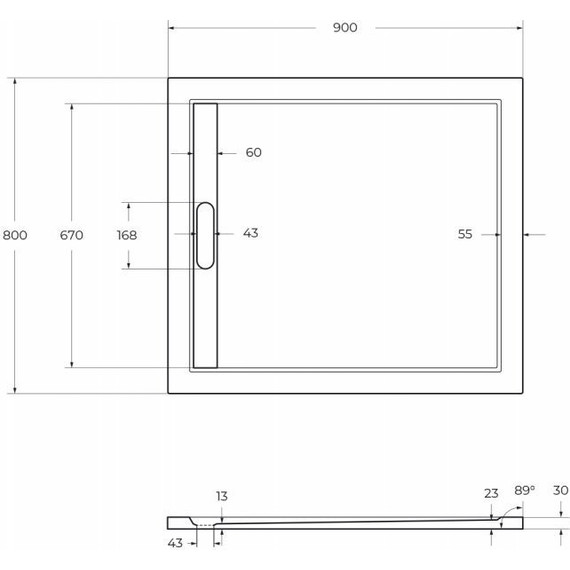 Мраморный поддон Cezares TRAY-AS-AH-90/80-30-W 90х80 см - фото 2