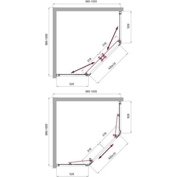 Душевое ограждение BelBagno 100x100 см UNO-195-P-2-100-C-Cr, хром/прозрачное - фото 2