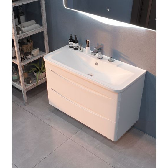 Тумба подвесная с раковиной Mirsant Bravo 100 см (раковина adel 100) белый - фото 5