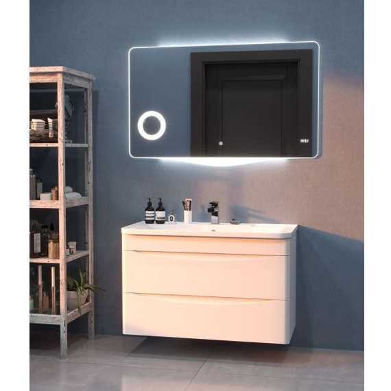 Тумба подвесная с раковиной Mirsant Bravo 100 см (раковина adel 100) белый - фото 6