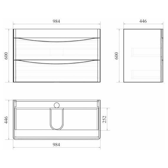 Тумба подвесная с раковиной Mirsant Bravo 100 см (раковина adel 100) белый - фото 7