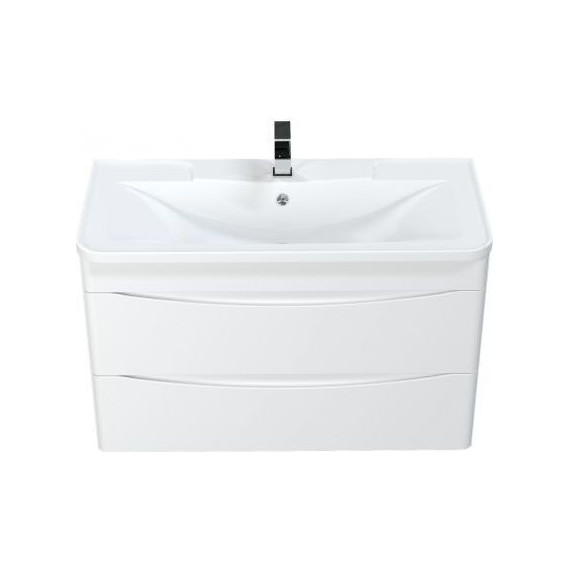 Тумба подвесная с раковиной Mirsant Bravo 100 см (раковина adel 100) белый - фото 2