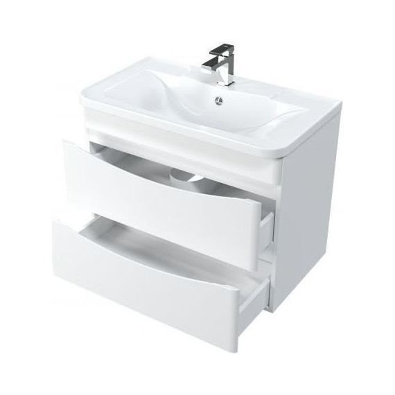 Тумба подвесная с раковиной Mirsant Bravo 80 см (раковина adel 80) белый - фото 2