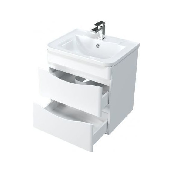 Тумба подвесная с раковиной Mirsant Bravo 60 см (раковина adel 60) белый - фото 3