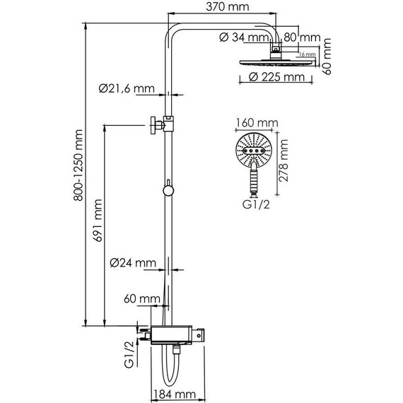 Душевая стойка с термостатом WasserKraft A113.067.059.CH Thermo - фото 3