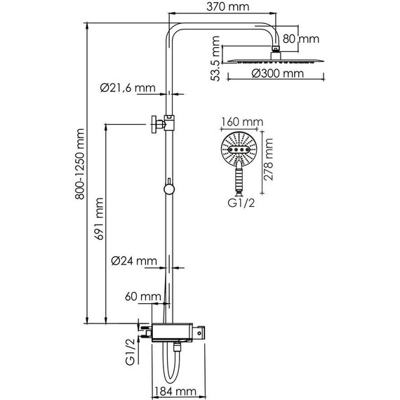 Душевая стойка с термостатом WasserKraft A113.116.059.CH Thermo - фото 3
