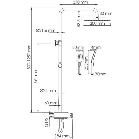 Душевая стойка с термостатом WasserKraft A113.118.126.CH Thermo - фото 3