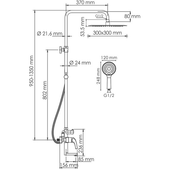 Душевая стойка WasserKraft A171.261.207.PG, глянцевое золото - фото 3