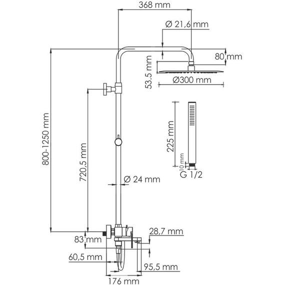 Душевая стойка WasserKraft A174.160.217.CB, черный - фото 3