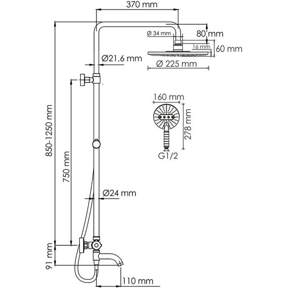Душевая стойка с термостатом WasserKraft A188.067.059.WM Thermo, хром/белый - фото, картинка 3 Душевая стойка с термостатом WasserKraft A188.067.059.WM Thermo, хром/белый - фото 3
