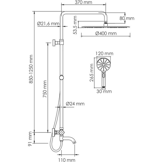 Душевая стойка с термостатом WasserKraft A188.117.127.087.CH Thermo - фото 3