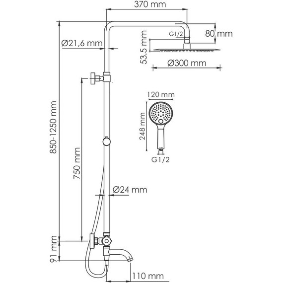 Душевая стойка с термостатом WasserKraft A188.263.207.PG Thermo, глянцевое золото - фото 3