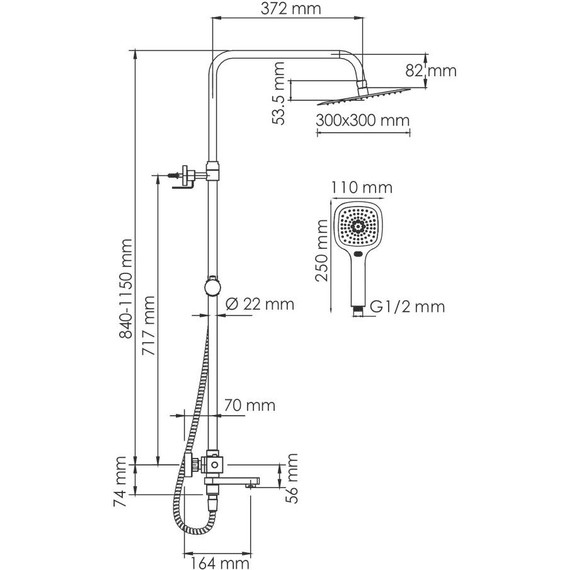 Душевая стойка с термостатом WasserKraft A199.118.065.010.CH Thermo - фото, картинка 3 Душевая стойка с термостатом WasserKraft A199.118.065.010.CH Thermo - фото 3